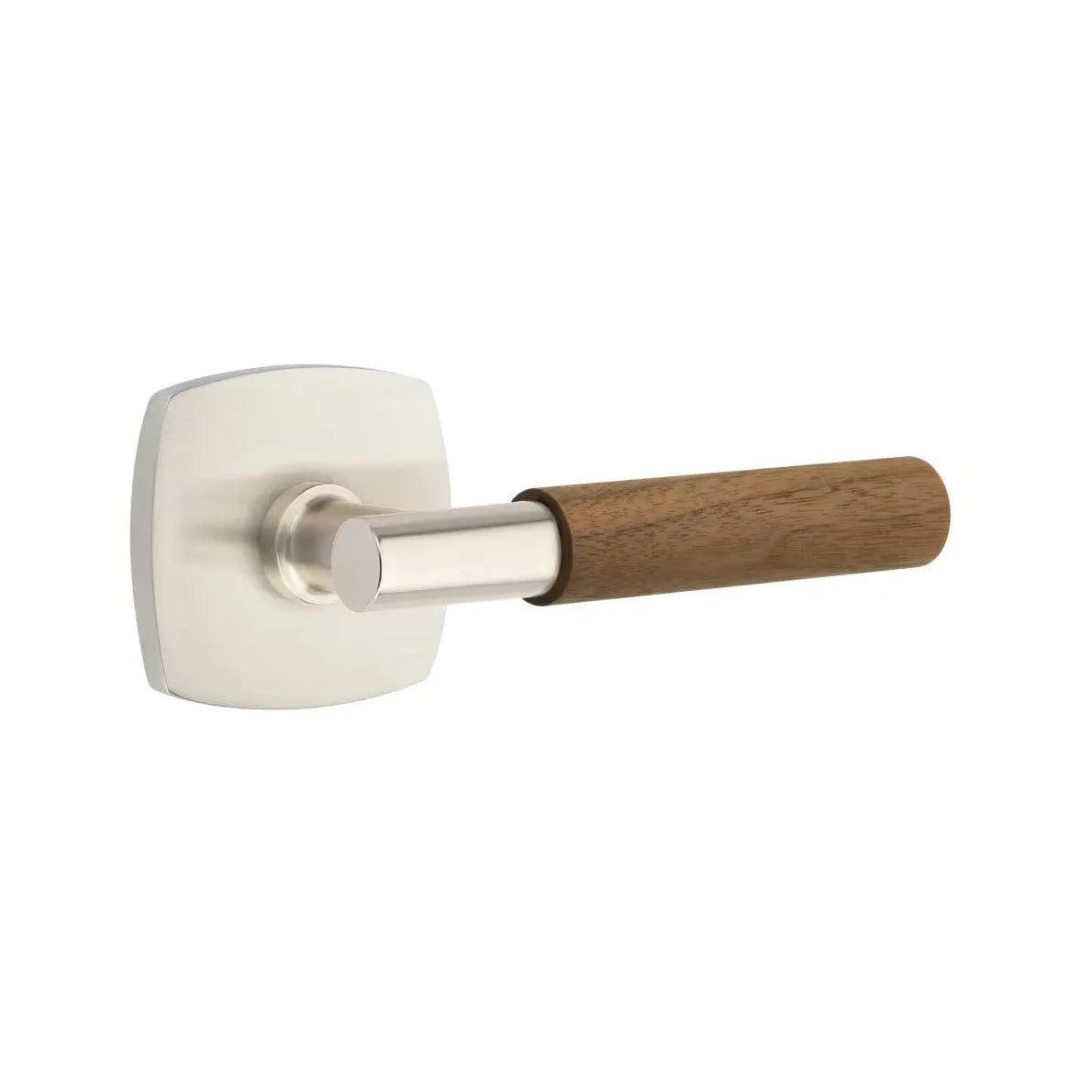 Emtek Select T-Bar Dark Walnut Lever with Urban Modern Rosette Satin Nickel