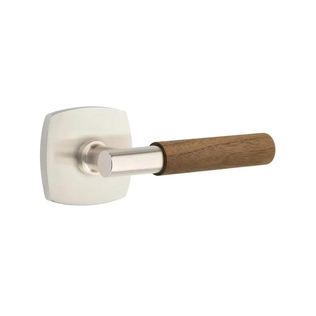 Emtek Select T-Bar Dark Walnut Lever with Urban Modern Rosette Satin Nickel