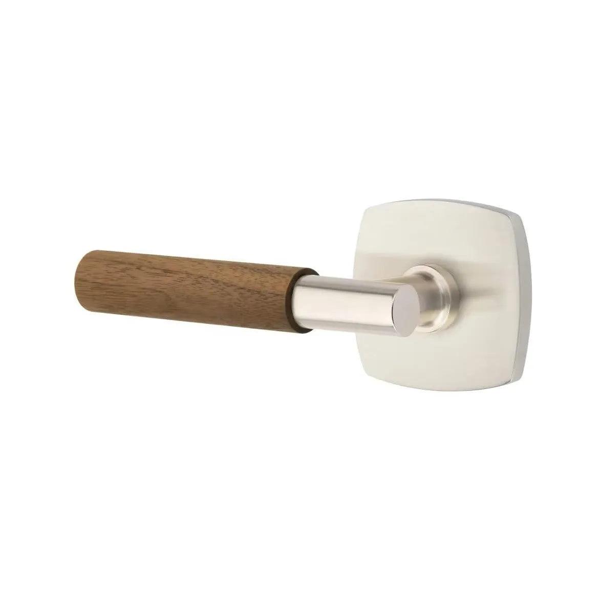 Emtek Select T-Bar Dark Walnut Lever with Urban Modern Rosette Satin Nickel