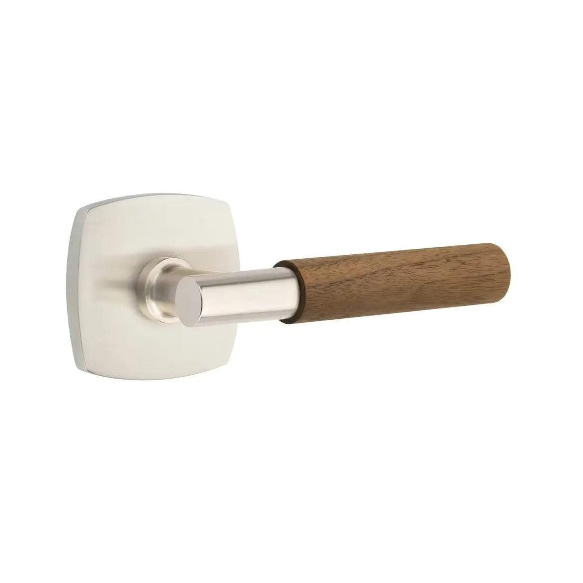 Emtek Select T-Bar Dark Walnut Lever with Urban Modern Rosette Satin Nickel
