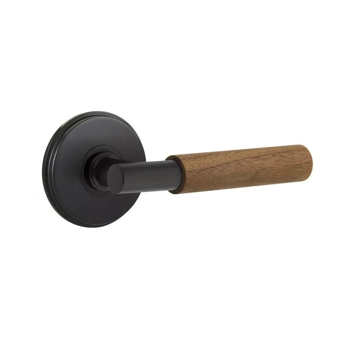 Emtek Select T-Bar Dark Walnut Lever with Watford Rosette Flat Black