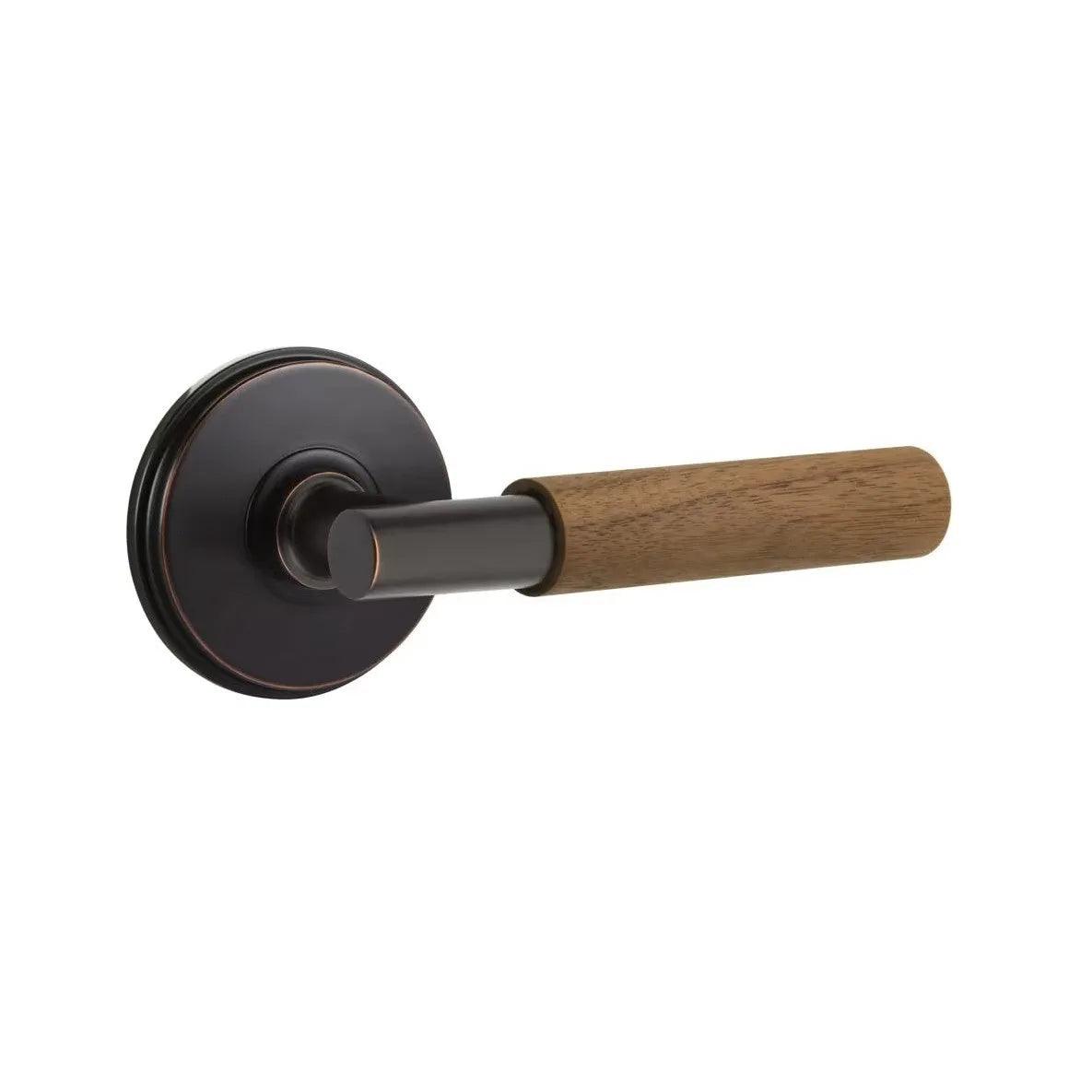 Emtek Select T-Bar Dark Walnut Lever with Watford Rosette Oil Rubbed Bronze