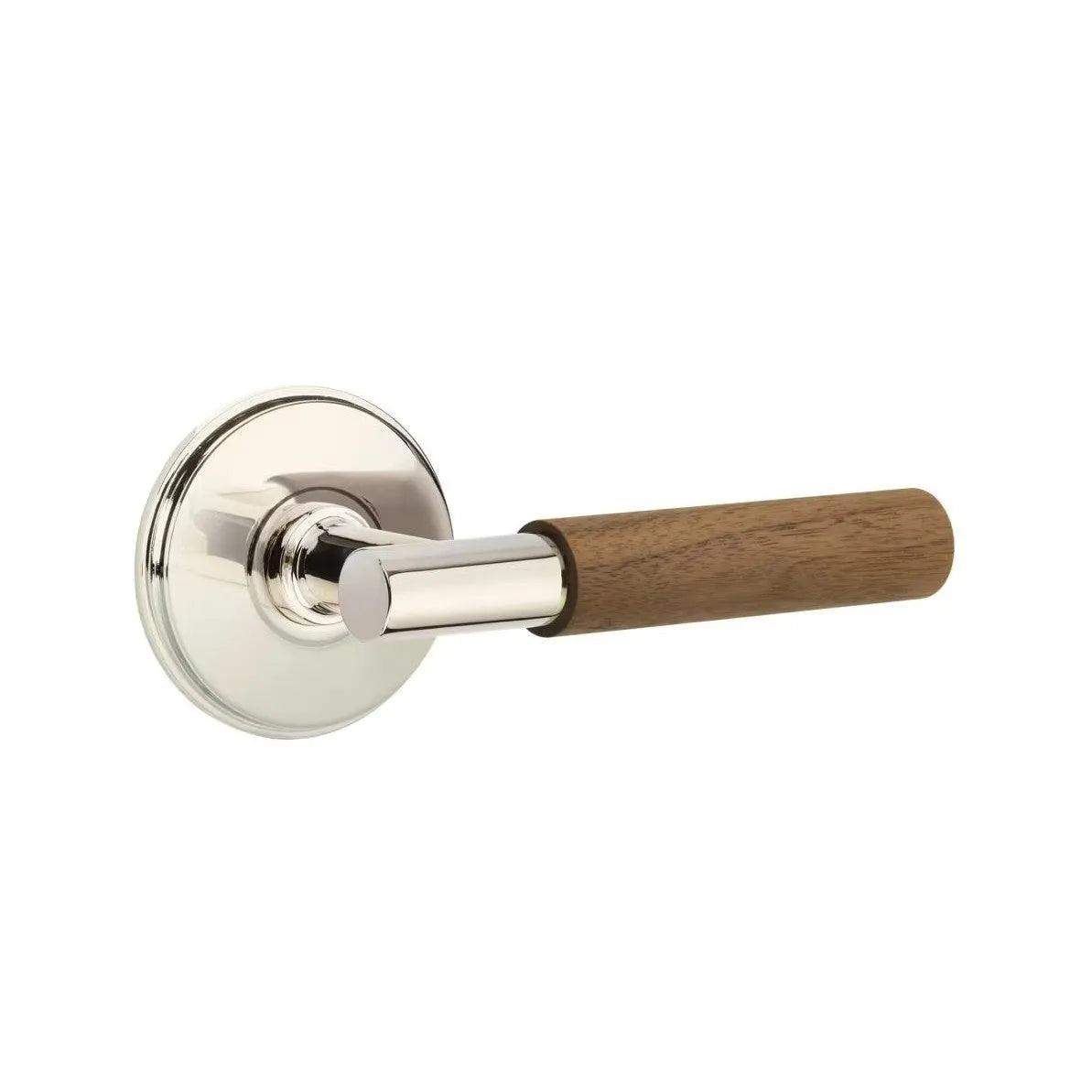 Emtek Select T-Bar Dark Walnut Lever with Watford Rosette Polished Nickel