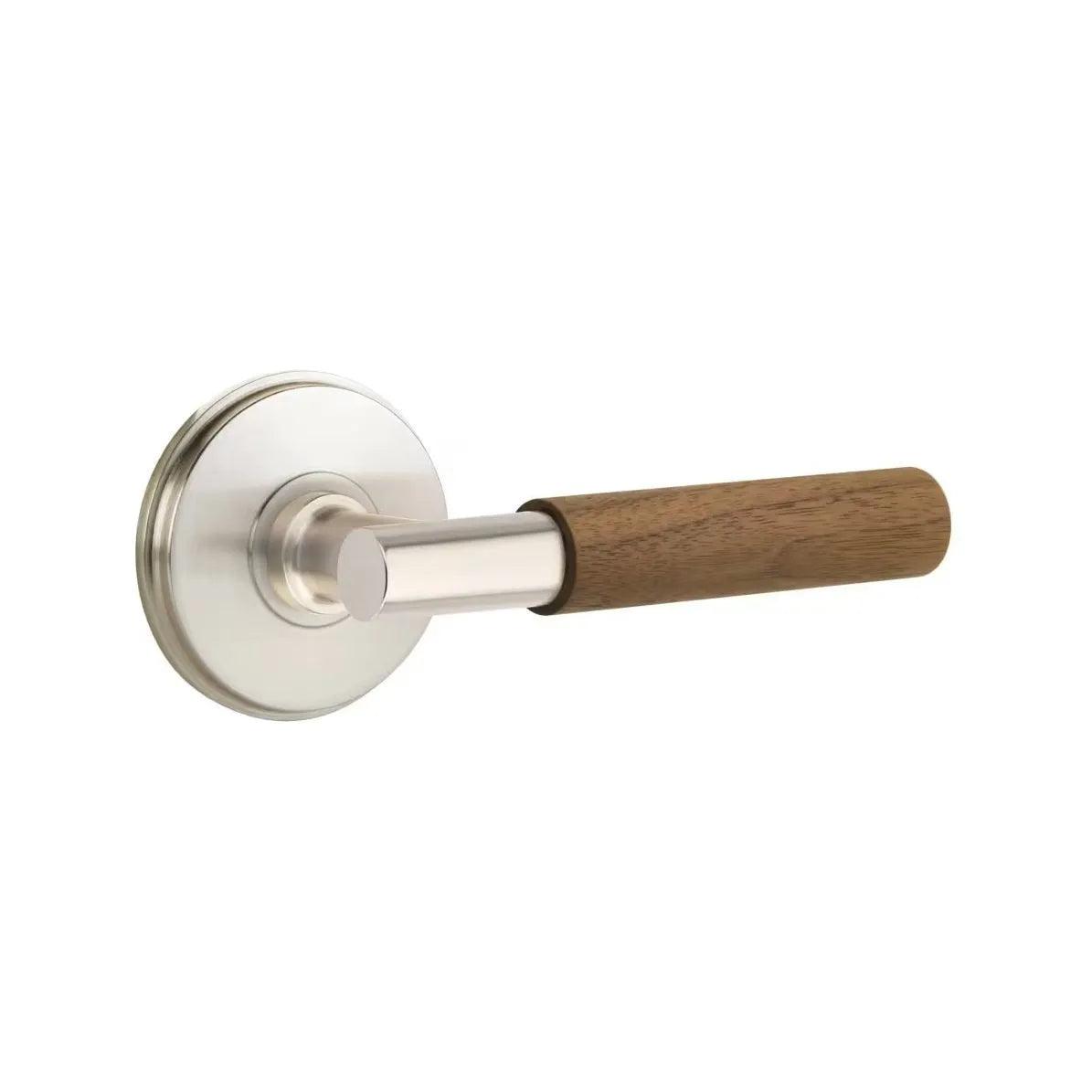 Emtek Select T-Bar Dark Walnut Lever with Watford Rosette Satin Nickel