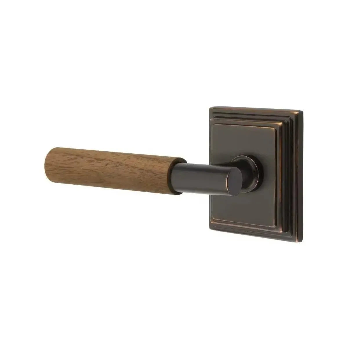 Emtek Select T-Bar Dark Walnut Lever with Wilshire Rosette in finish