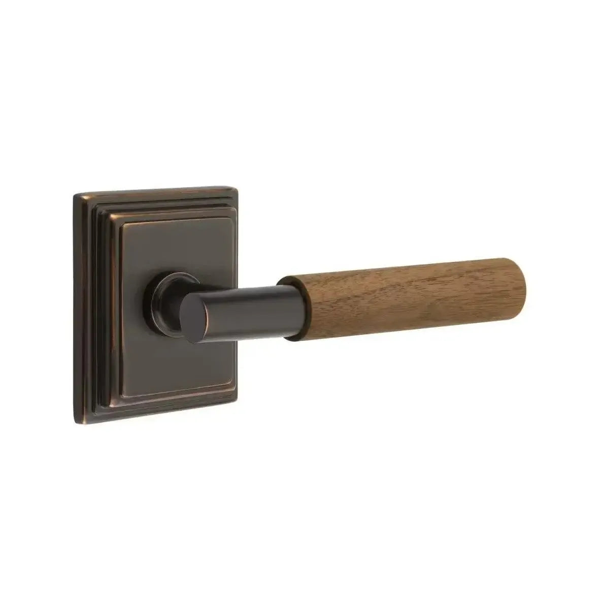 Emtek Select T-Bar Dark Walnut Lever with Wilshire Rosette in Oil Rubbed Bronze finish