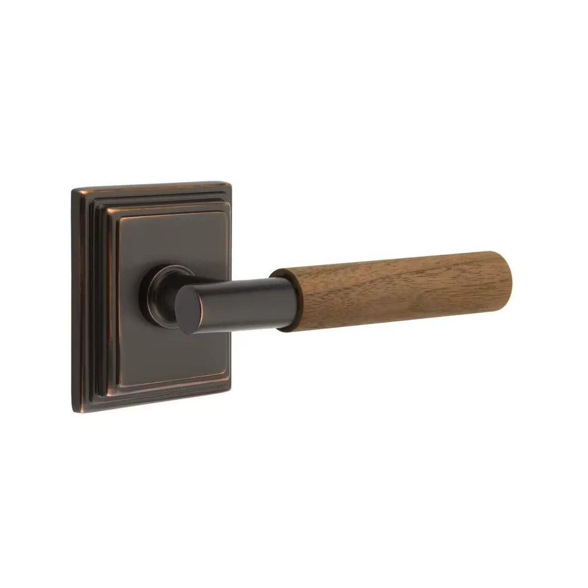 Emtek Select T-Bar Dark Walnut Lever with Wilshire Rosette Oil Rubbed Bronze