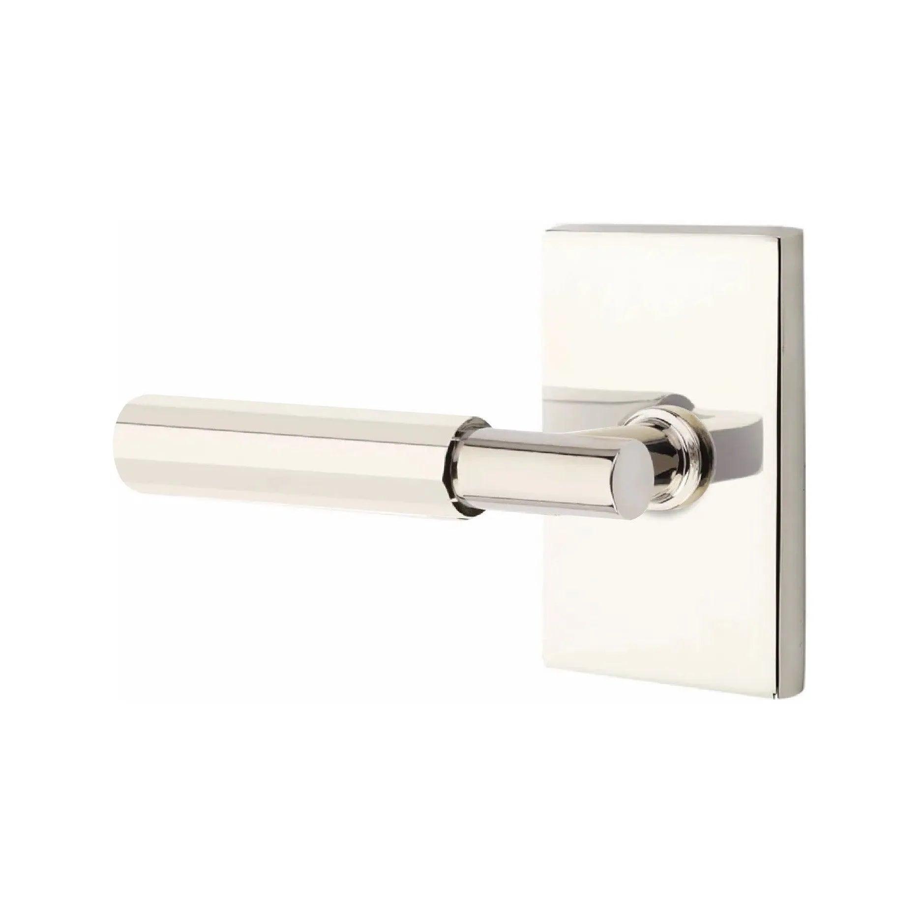 Emtek Select T-Bar Faceted Lever with Modern Rectangular Rosette 