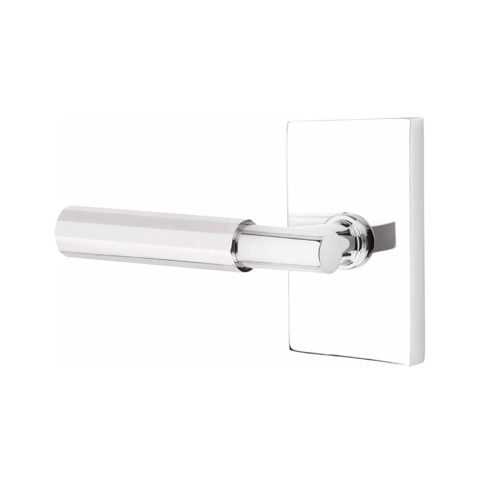 Emtek Select T-Bar Faceted Lever with Modern Rectangular Rosette 