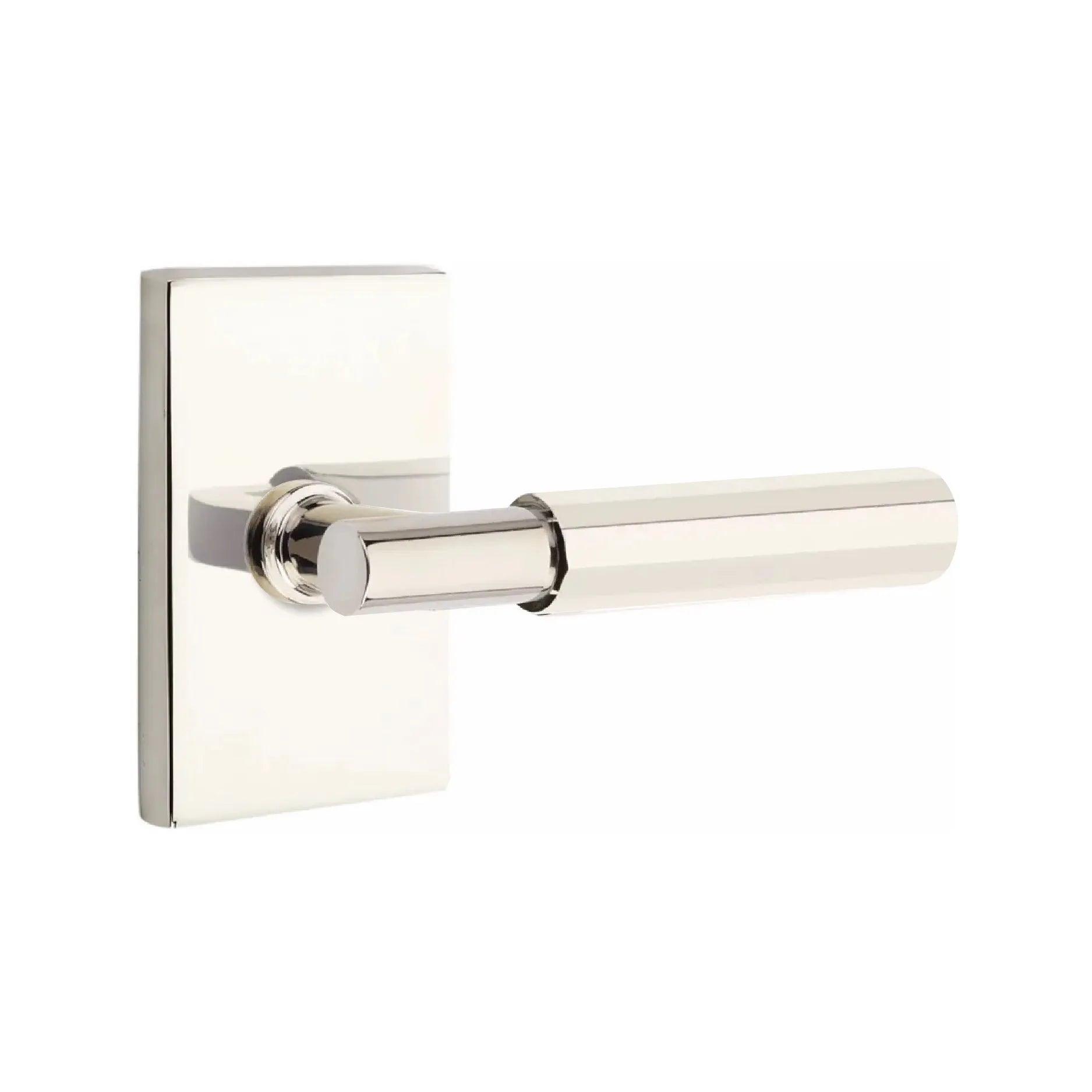Emtek Select T-Bar Faceted Lever with Modern Rectangular Rosette 