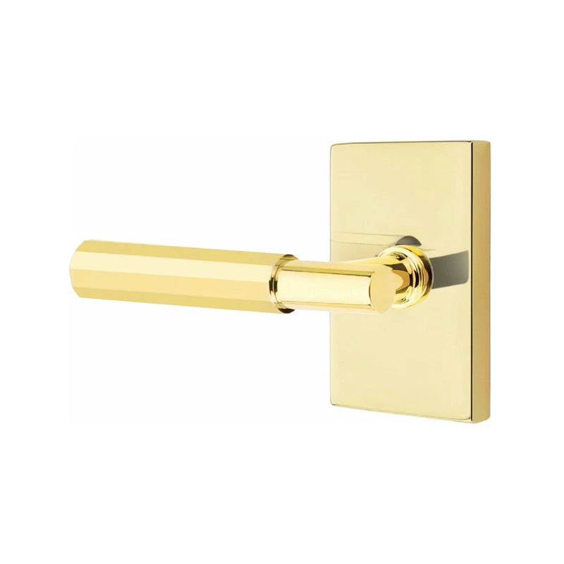 Emtek Select T-Bar Faceted Lever with Modern Rectangular Rosette in finish