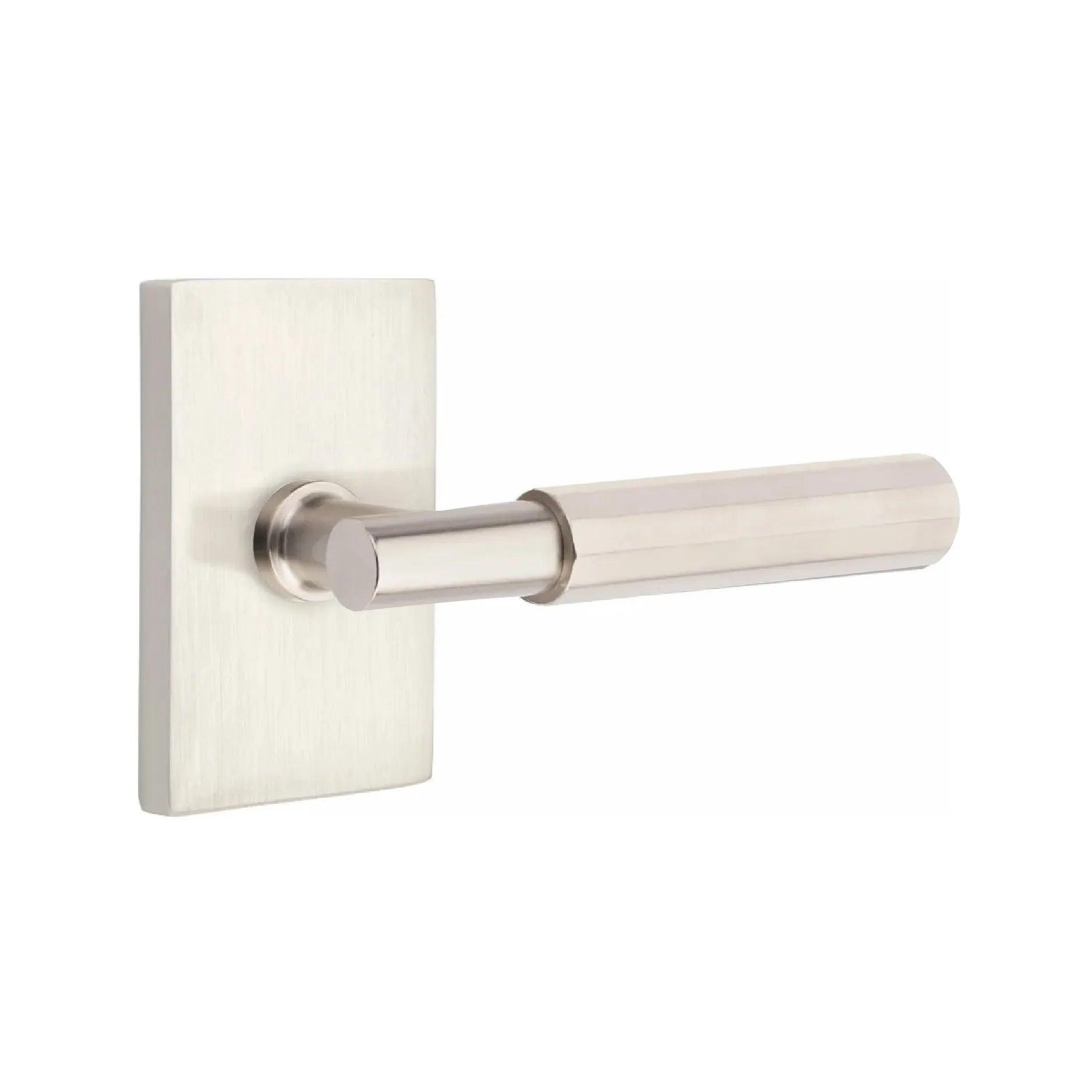 Emtek Select T-Bar Faceted Lever with Modern Rectangular Rosette 
