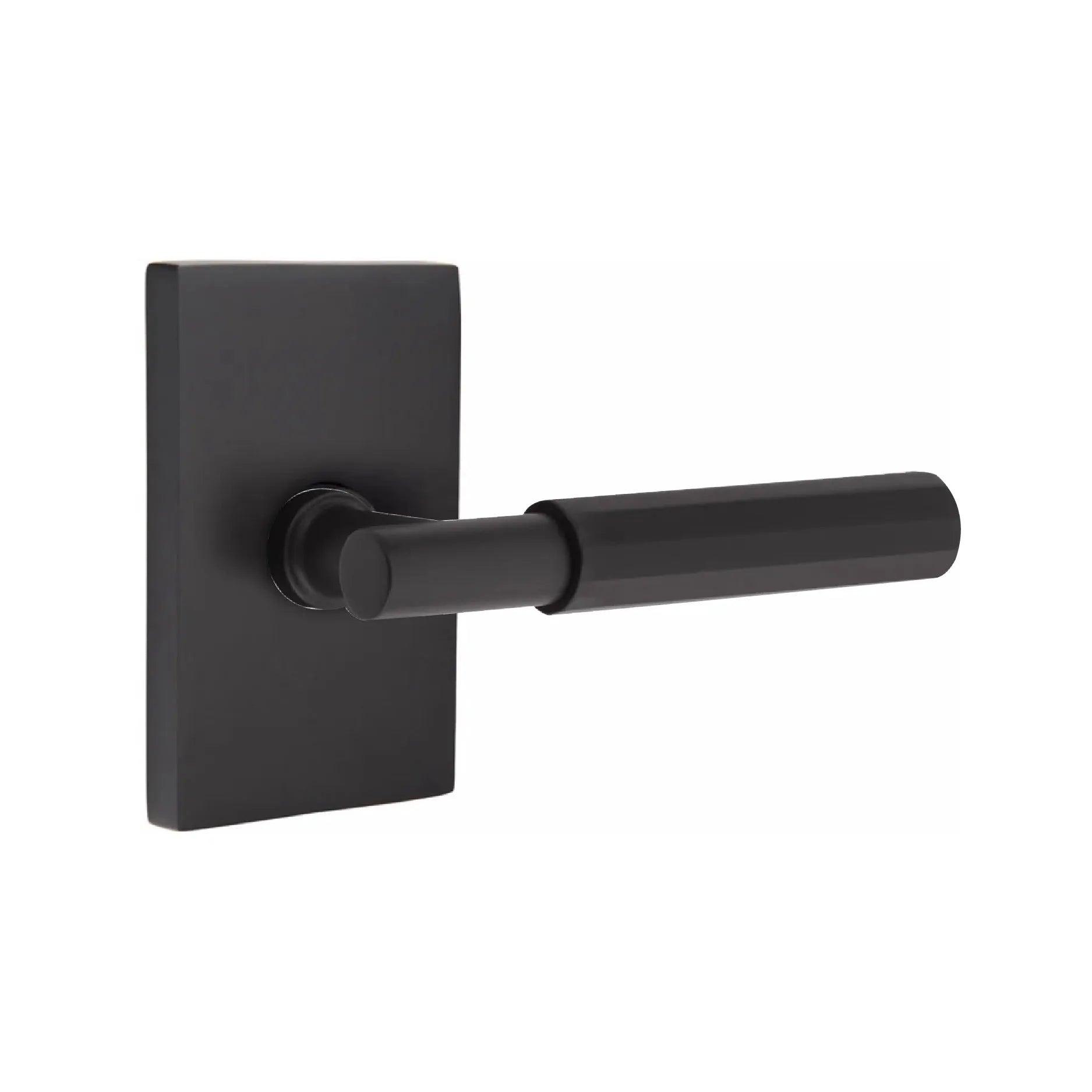 Emtek Select T-Bar Faceted Lever with Modern Rectangular Rosette 
