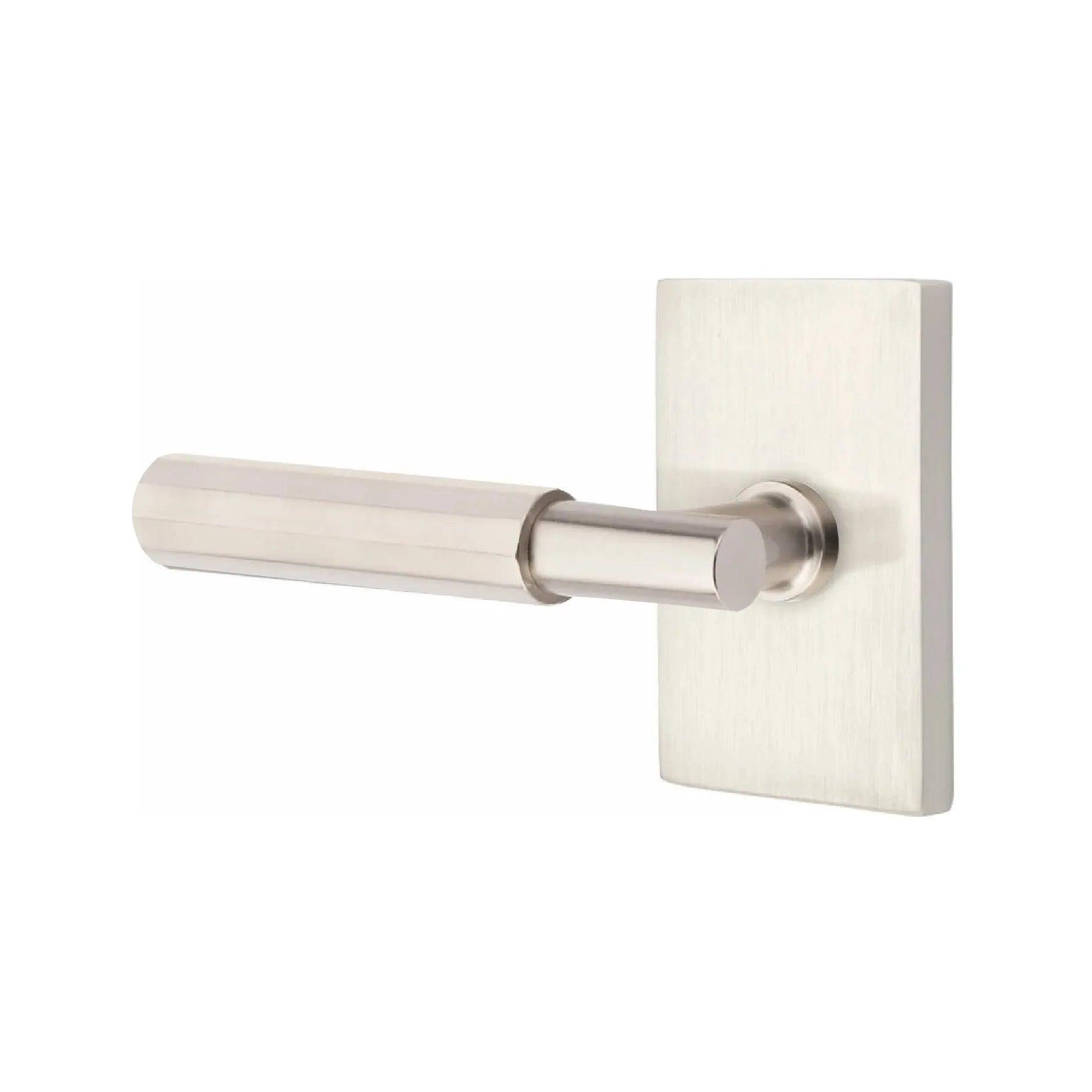 Emtek Select T-Bar Faceted Lever with Modern Rectangular Rosette 
