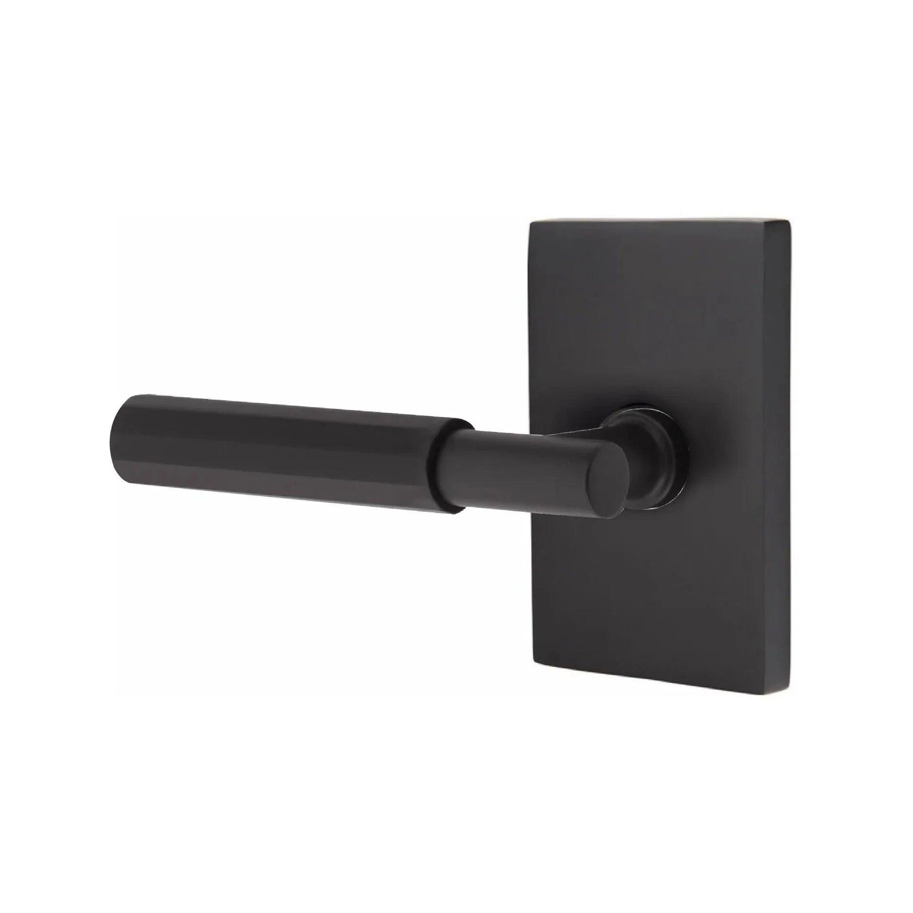 Emtek Select T-Bar Faceted Lever with Modern Rectangular Rosette 