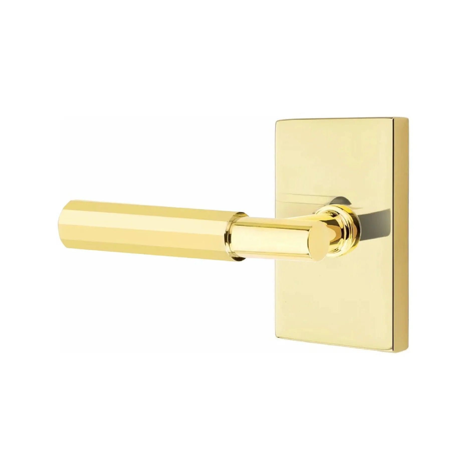 Emtek Select T-Bar Faceted Lever with Modern Rectangular Rosette 