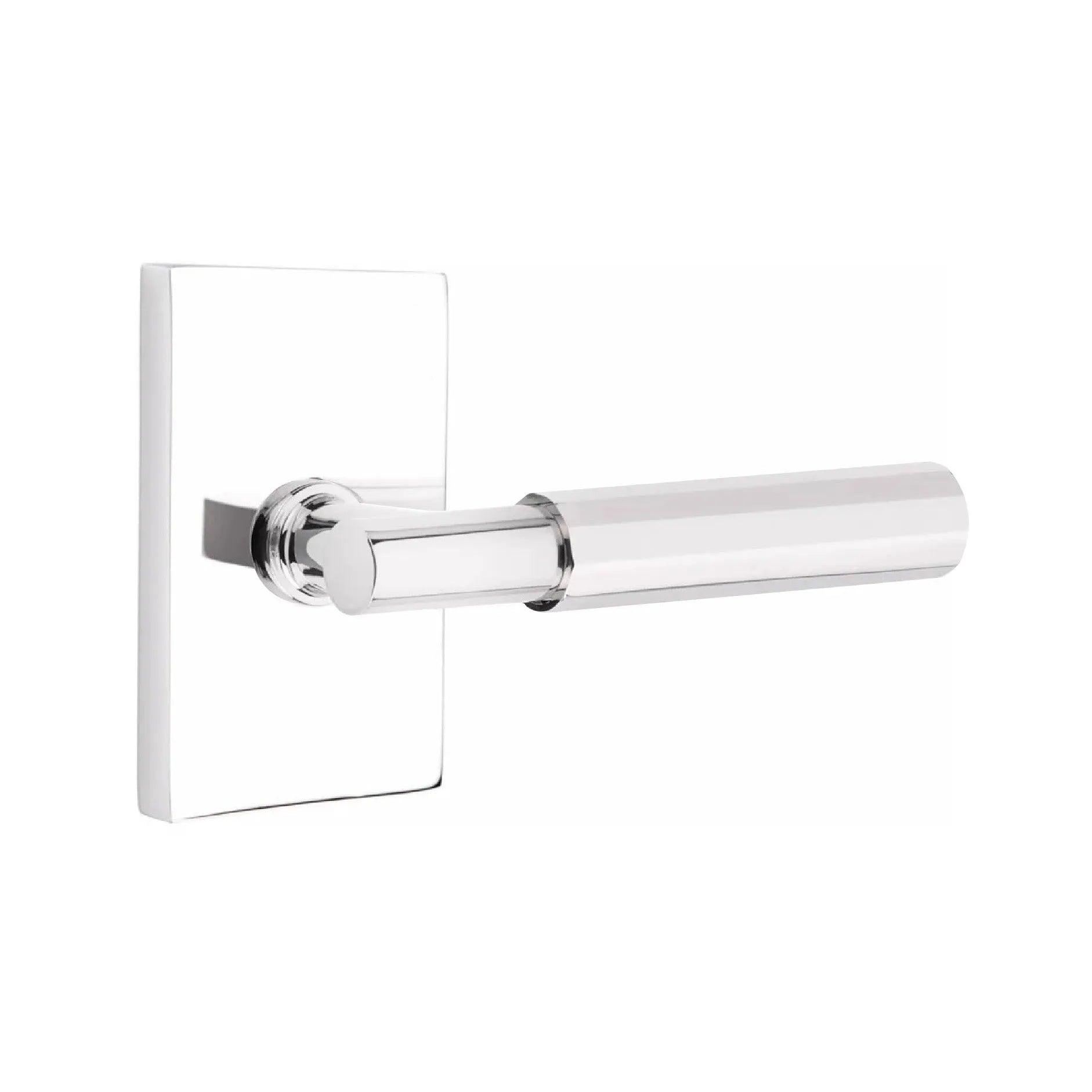 Emtek Select T-Bar Faceted Lever with Modern Rectangular Rosette 