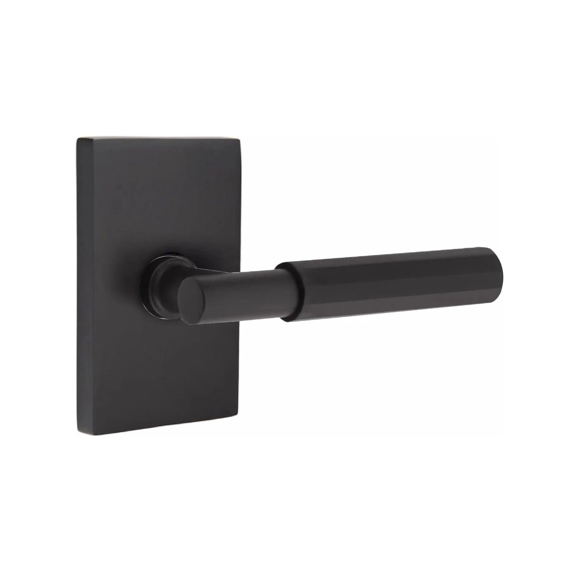 Emtek Select T-Bar Faceted Lever with Modern Rectangular Rosette 