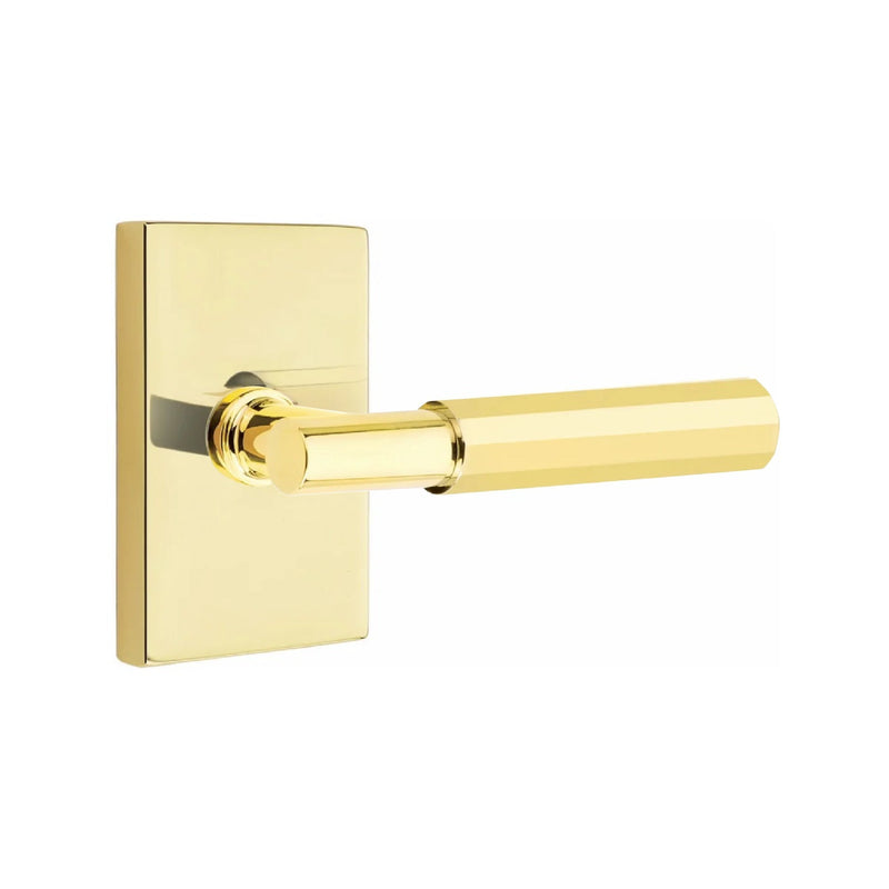 Emtek Select T-Bar Faceted Lever with Modern Rectangular Rosette in finish