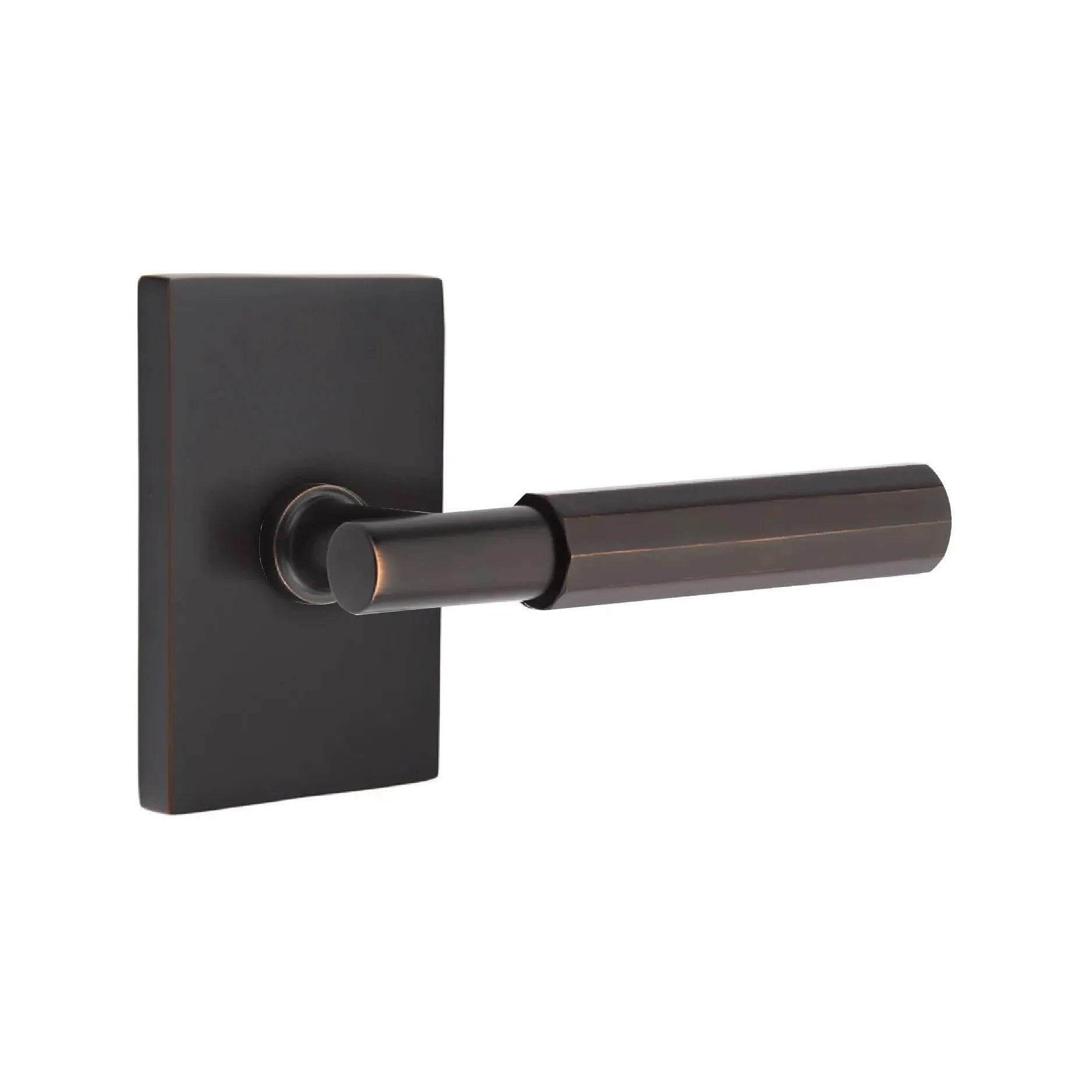 Emtek Select T-Bar Faceted Lever with Modern Rectangular Rosette 