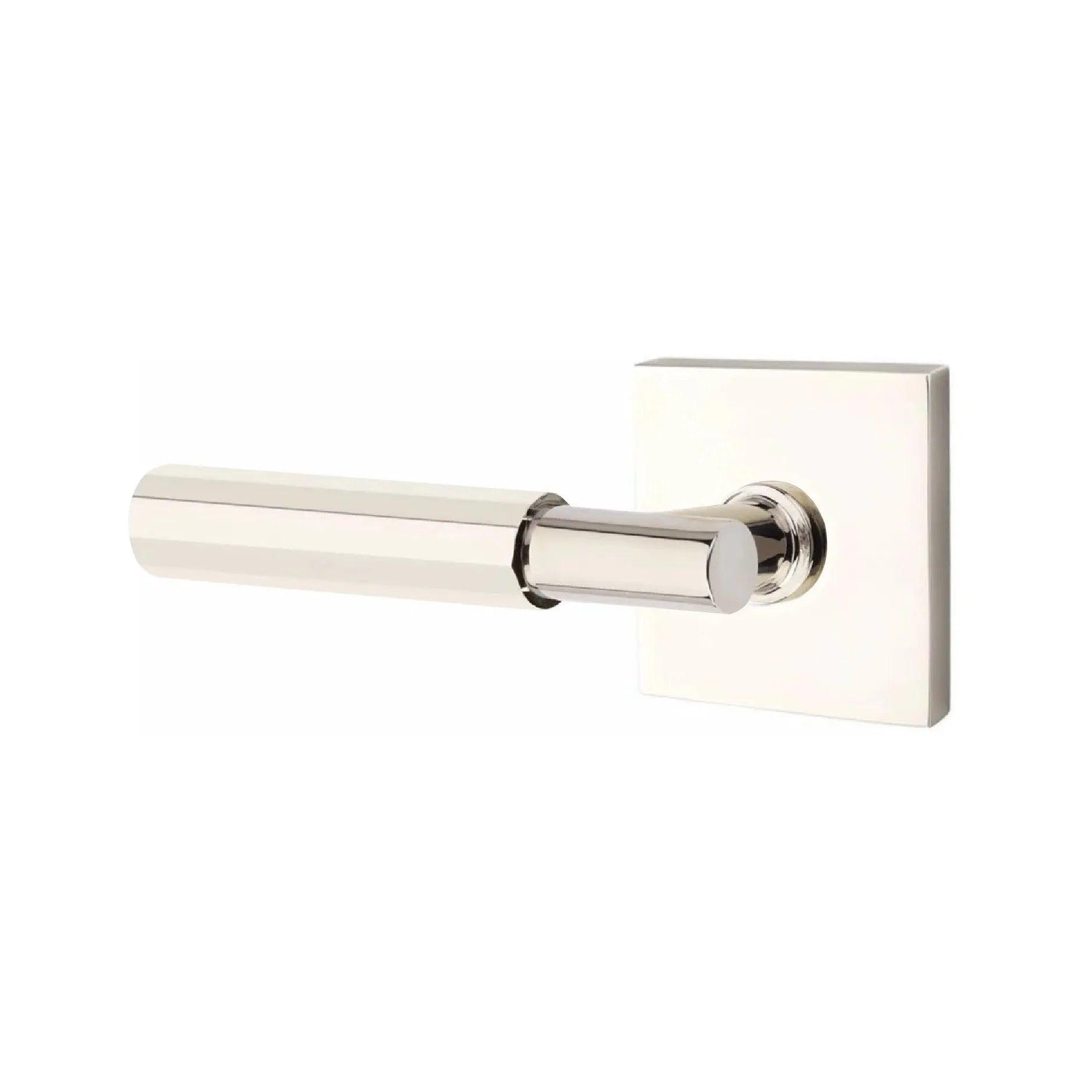 Emtek Select T-Bar Faceted Lever with Square Rosette Lifetime Polished Nickel