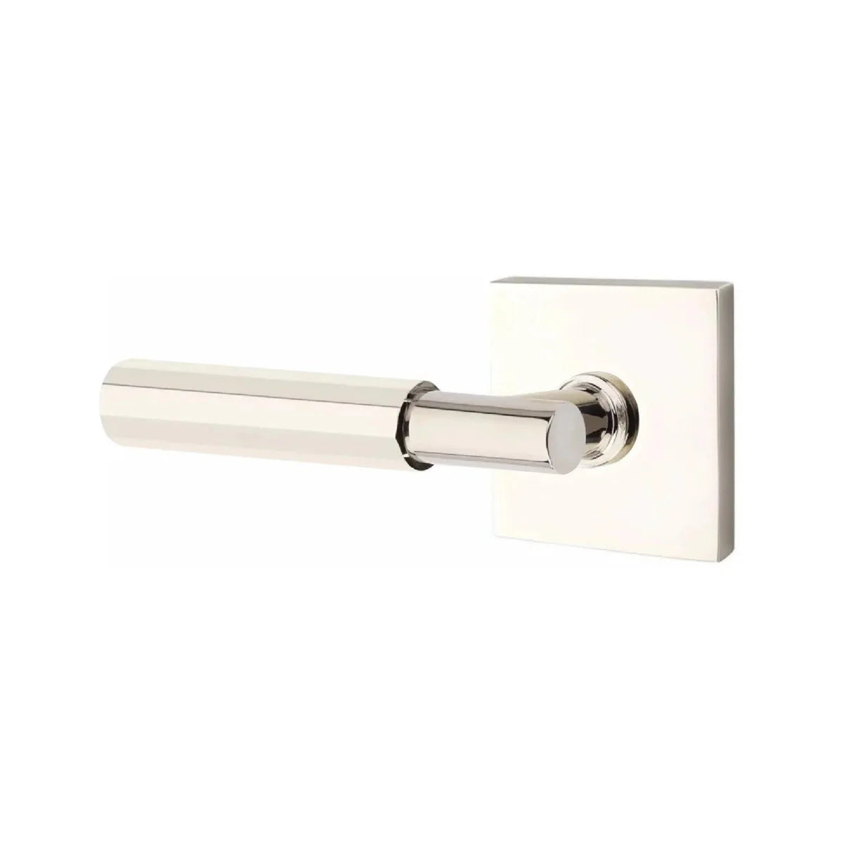 Emtek Select T-Bar Faceted Lever with Square Rosette Lifetime Polished Nickel