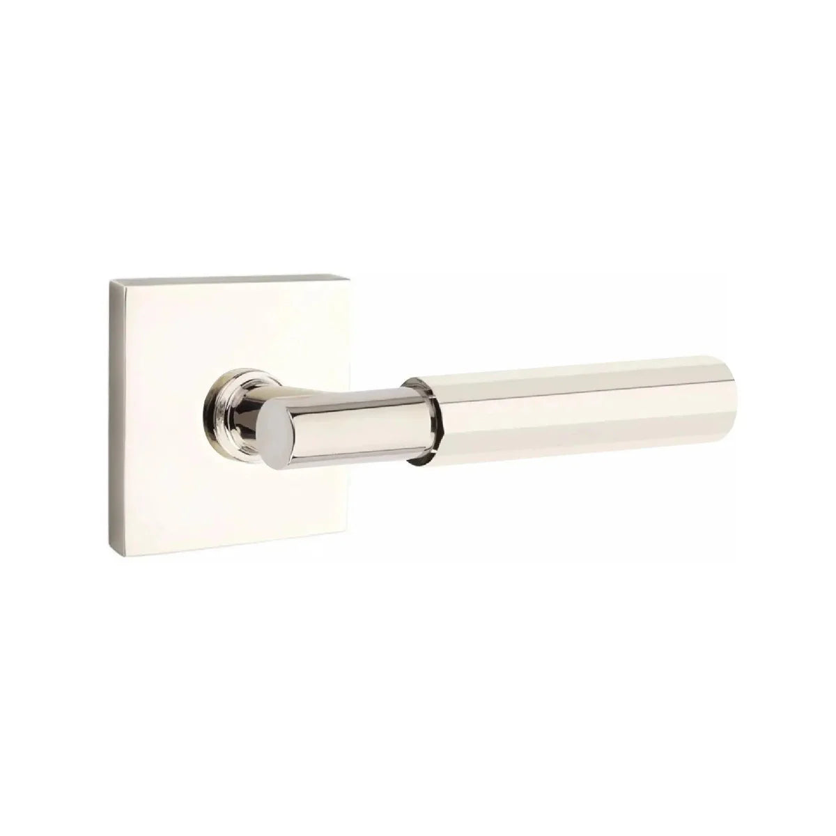 Emtek Select T-Bar Faceted Lever with Square Rosette Lifetime Polished Nickel