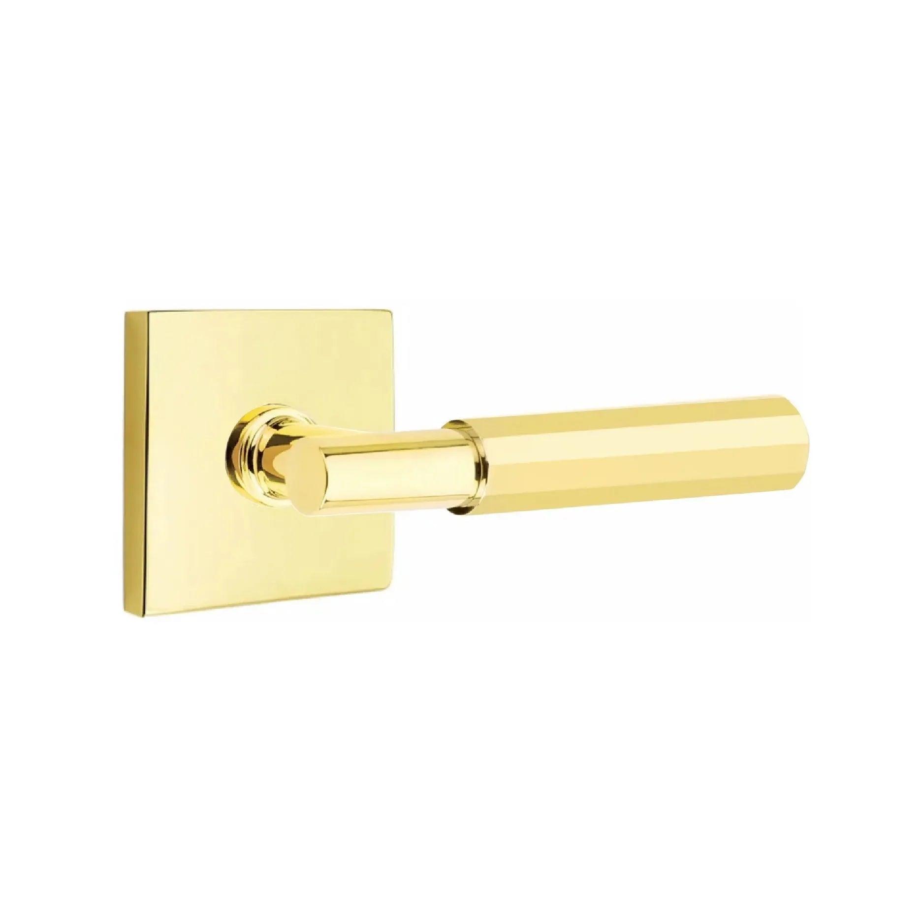 Emtek Select T-Bar Faceted Lever with Square Rosette Unlacquered Brass