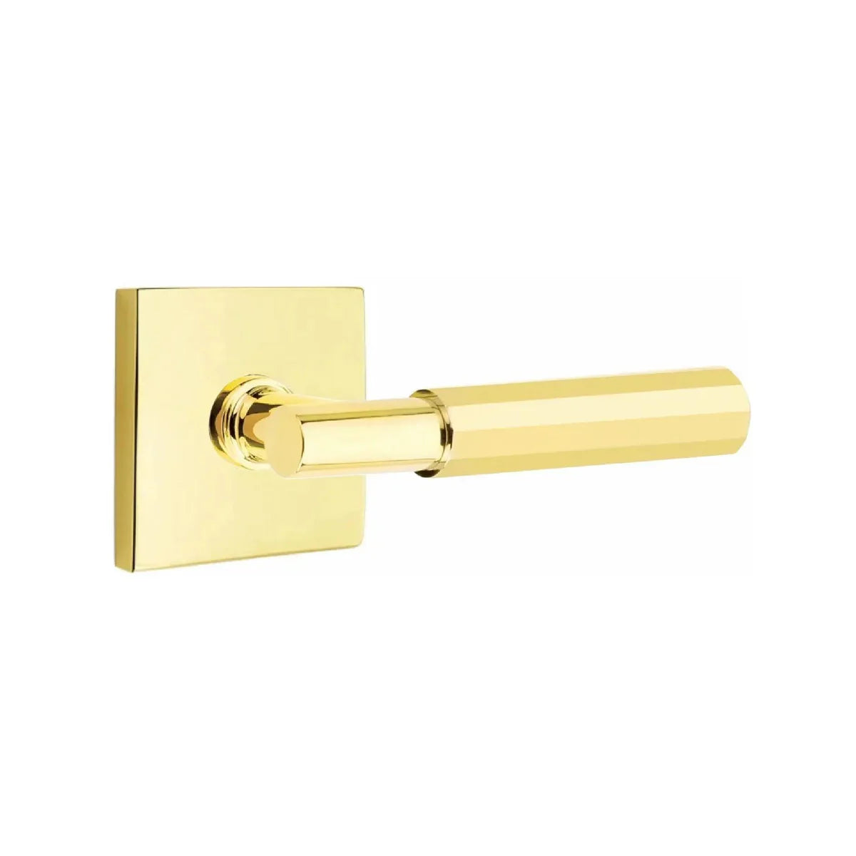 Emtek Select T-Bar Faceted Lever with Square Rosette Unlacquered Brass
