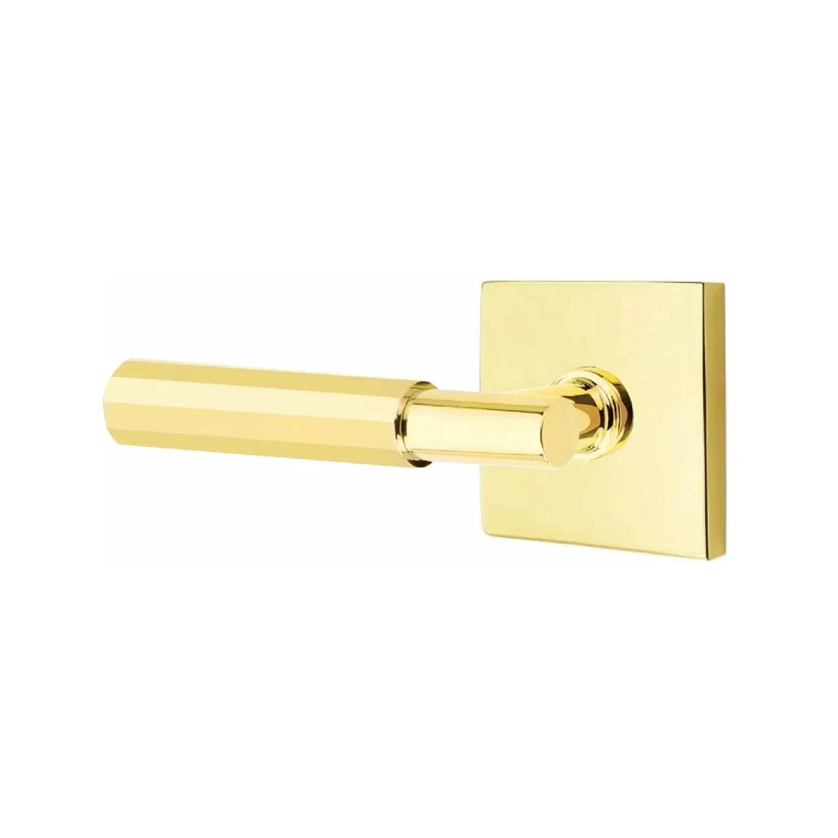 Emtek Select T-Bar Faceted Lever with Square Rosette Unlacquered Brass