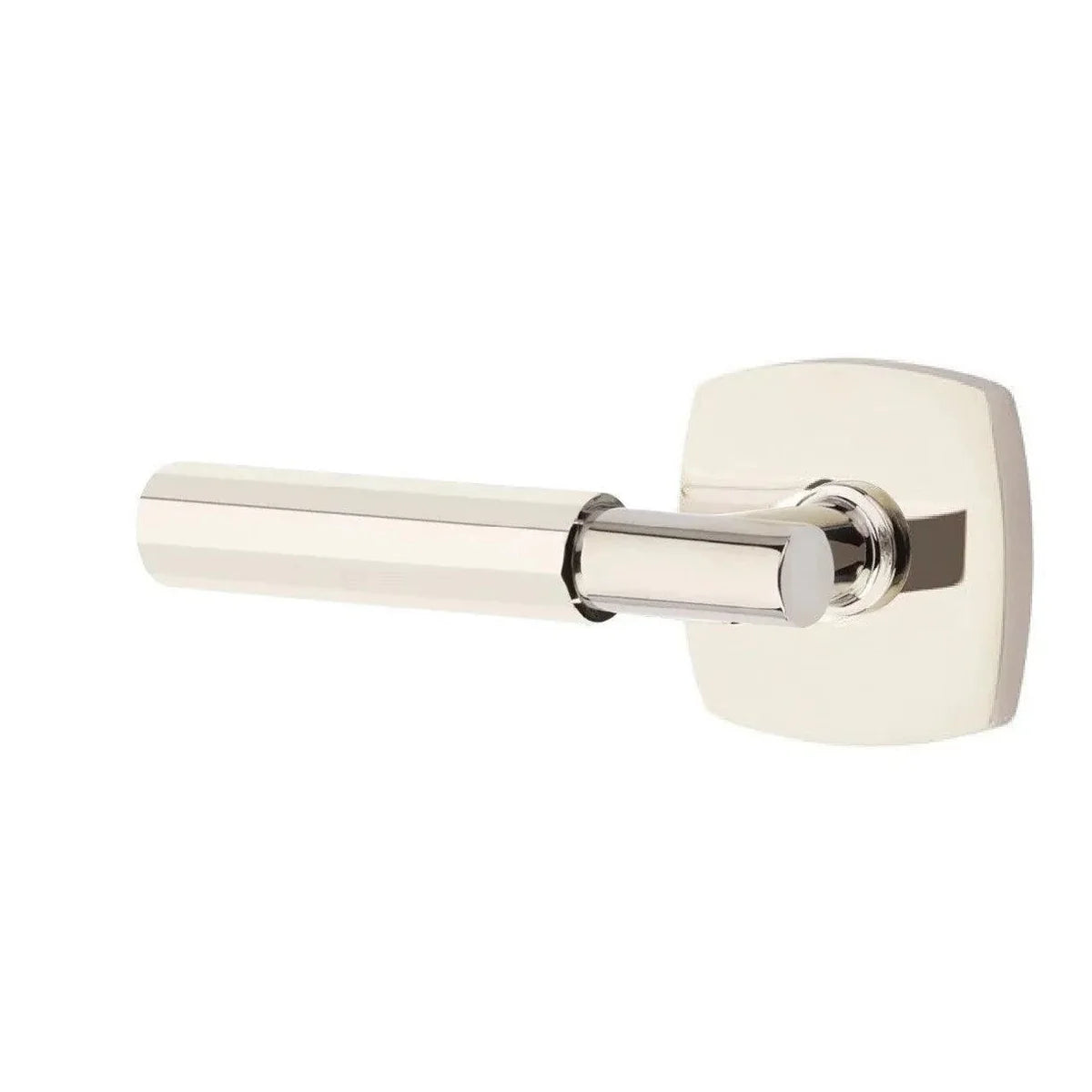 Emtek Select T-Bar Faceted Lever with Urban Modern Rosette Lifetime Polished Nickel