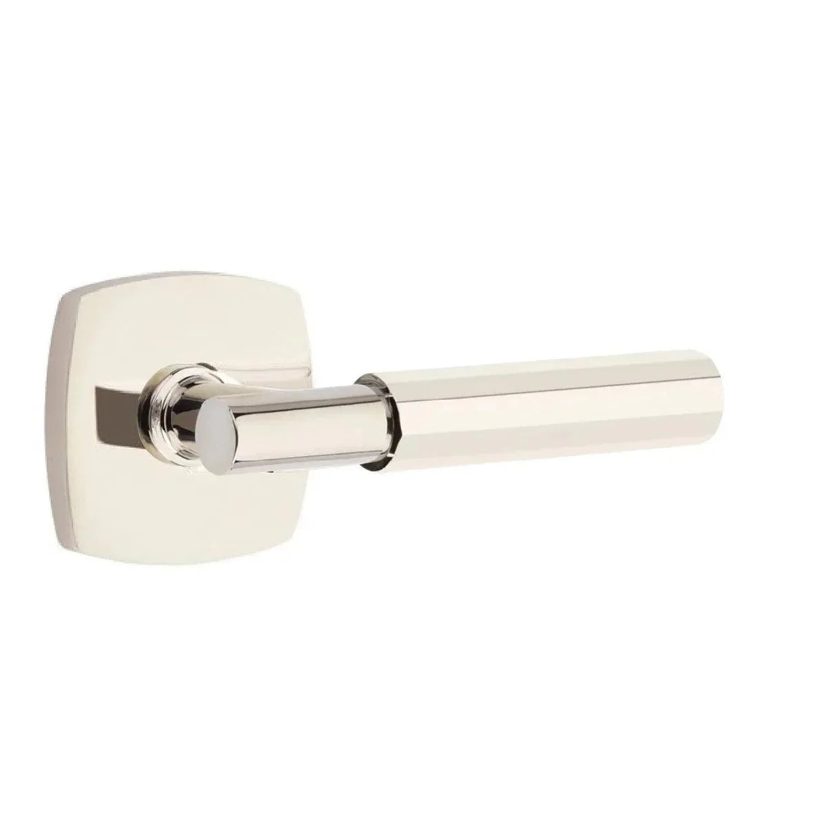 Emtek Select T-Bar Faceted Lever with Urban Modern Rosette Lifetime Polished Nickel