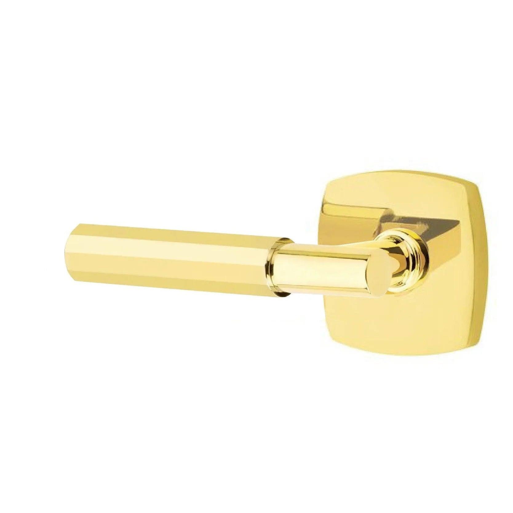 Emtek Select T-Bar Faceted Lever with Urban Modern Rosette Unlacquered Brass