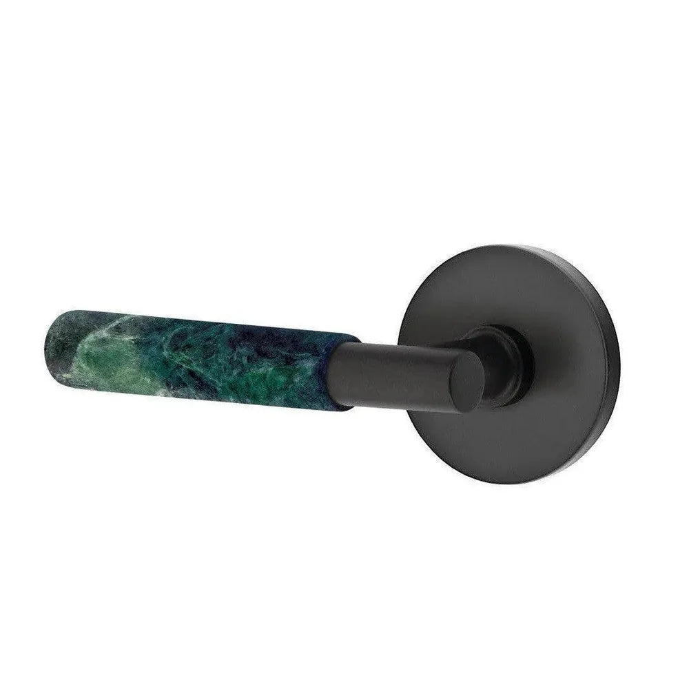 Emtek Select T-Bar Green Marble Lever with Disk Rosette Flat Black