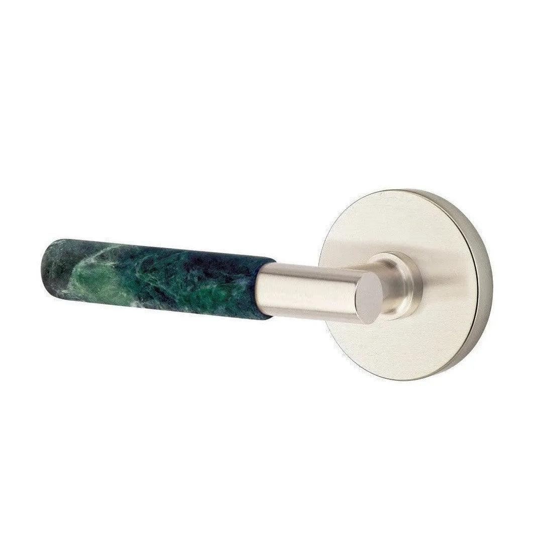 Emtek Select T-Bar Green Marble Lever with Disk Rosette Satin Nickel