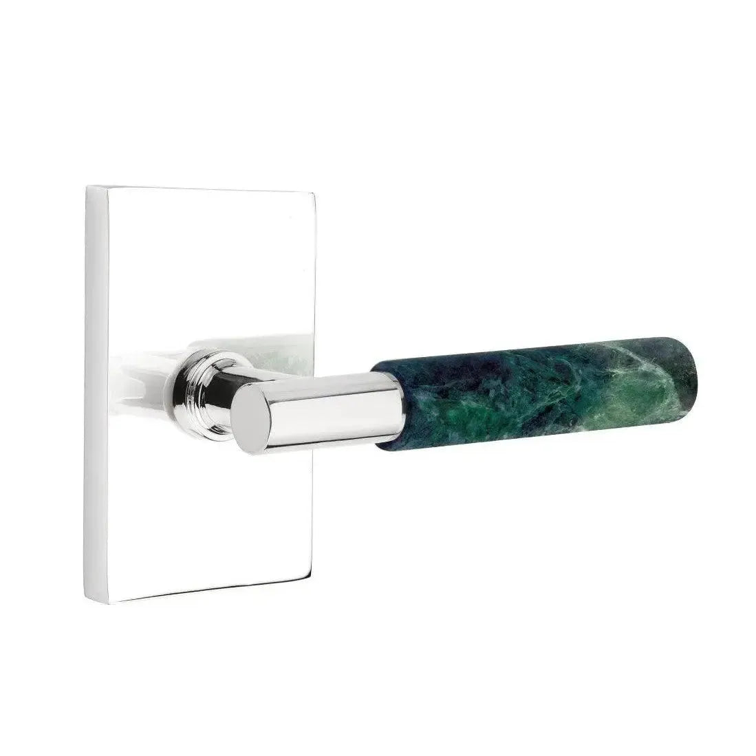 EmtekEmtek Select T-Bar Green Marble Lever with Modern Rectangular Rosette in 
