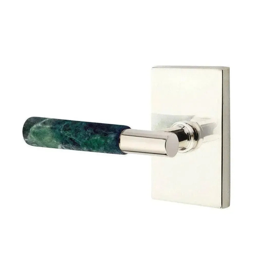 EmtekEmtek Select T-Bar Green Marble Lever with Modern Rectangular Rosette in 