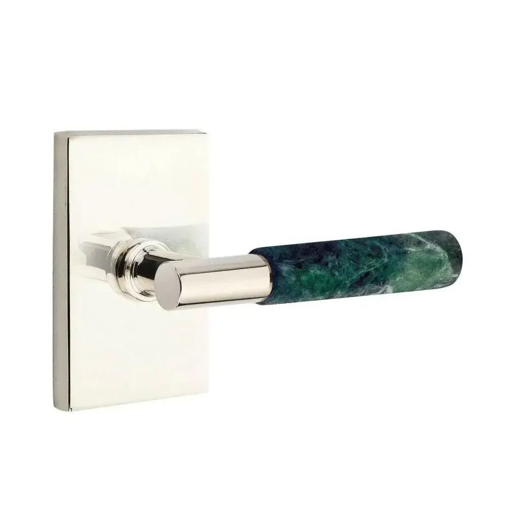 EmtekEmtek Select T-Bar Green Marble Lever with Modern Rectangular Rosette in 