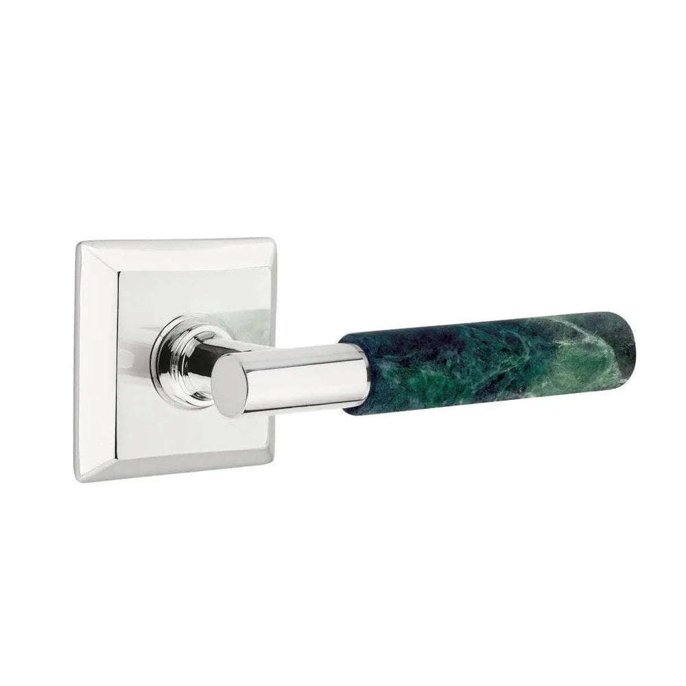 Emtek Select T-Bar Green Marble Lever with Quincy Rosette Polished Chrome