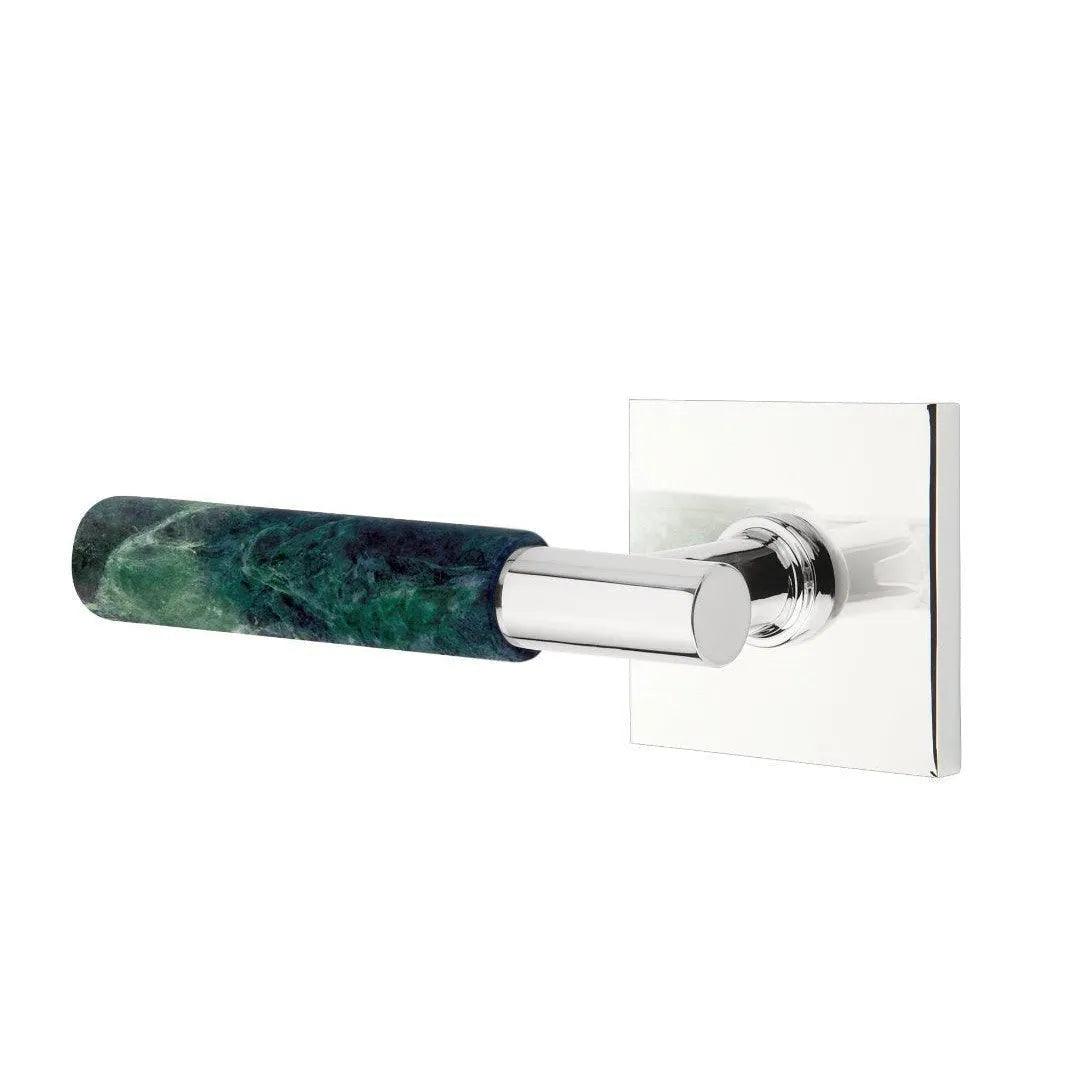 Emtek Select T-Bar Green Marble Lever with Square Rosette Polished Chrome