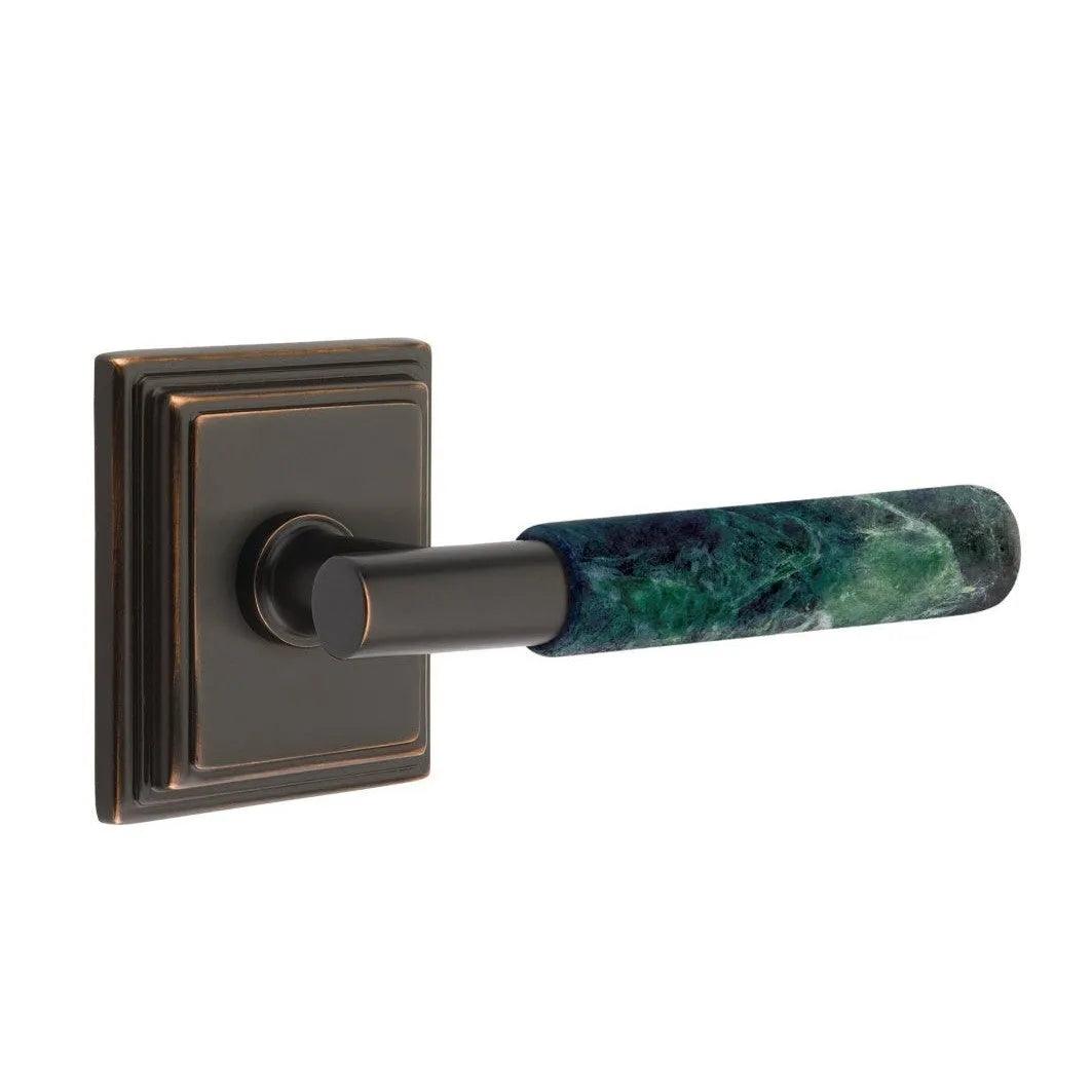 Emtek Select T-Bar Green Marble Lever with Wilshire Rosette 
