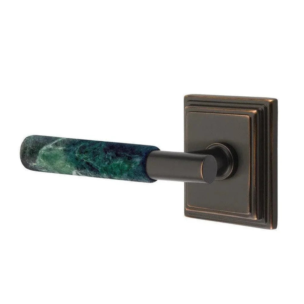 Emtek Select T-Bar Green Marble Lever with Wilshire Rosette Oil Rubbed Bronze