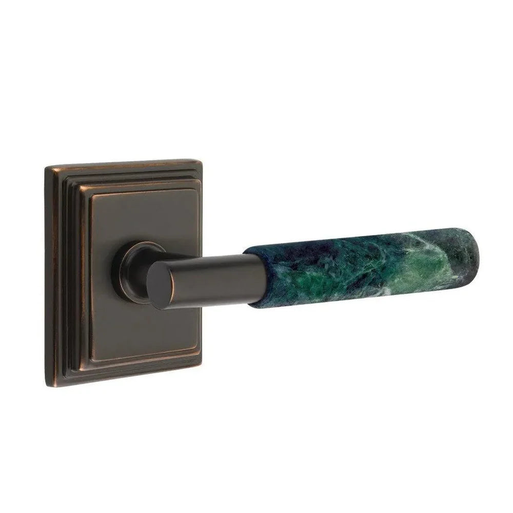 Emtek Select T-Bar Green Marble Lever with Wilshire Rosette Oil Rubbed Bronze