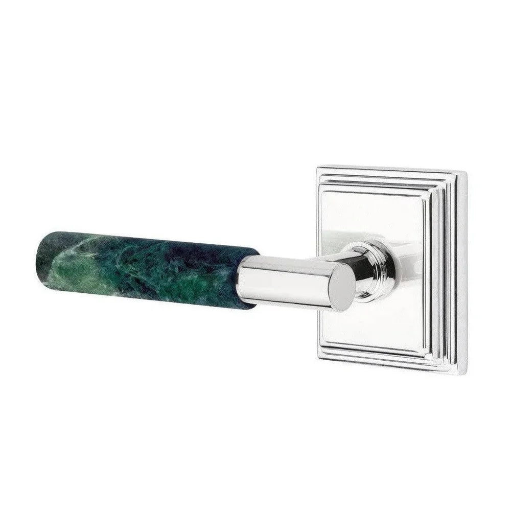 Emtek Select T-Bar Green Marble Lever with Wilshire Rosette Polished Chrome