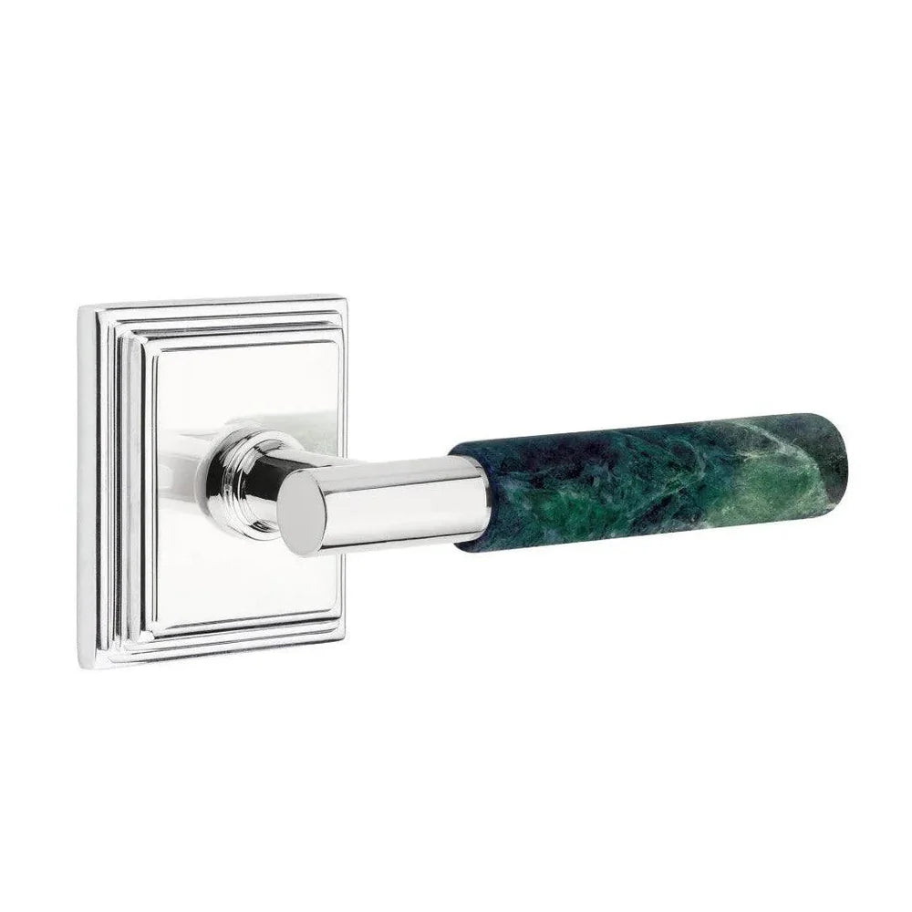 Emtek Select T-Bar Green Marble Lever with Wilshire Rosette Polished Chrome