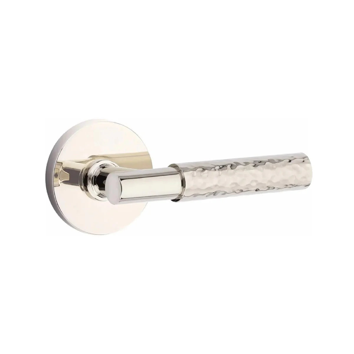 Emtek Select T-Bar Hammered Lever with Disk Rosette Lifetime Polished Nickel