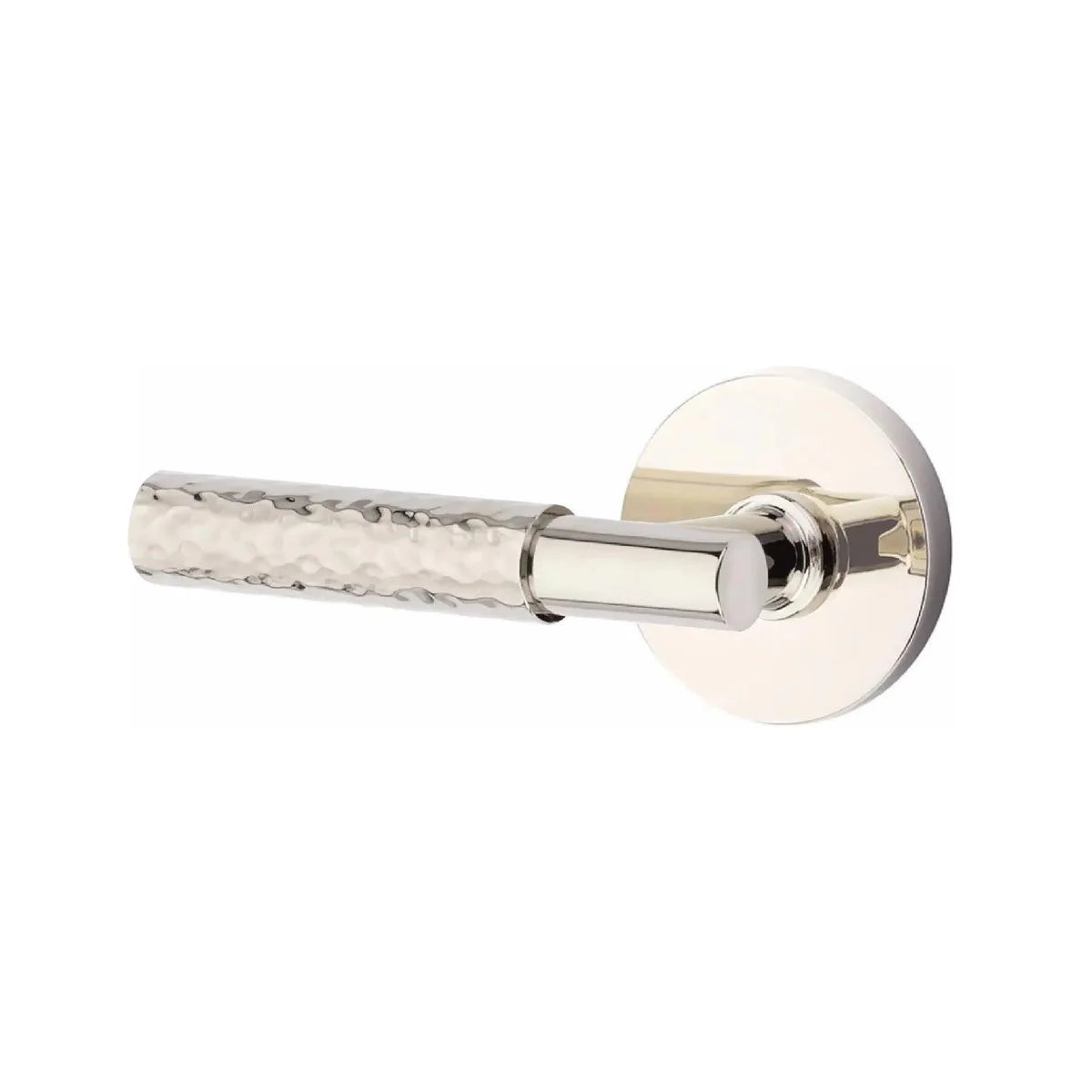 Emtek Select T-Bar Hammered Lever with Disk Rosette Lifetime Polished Nickel