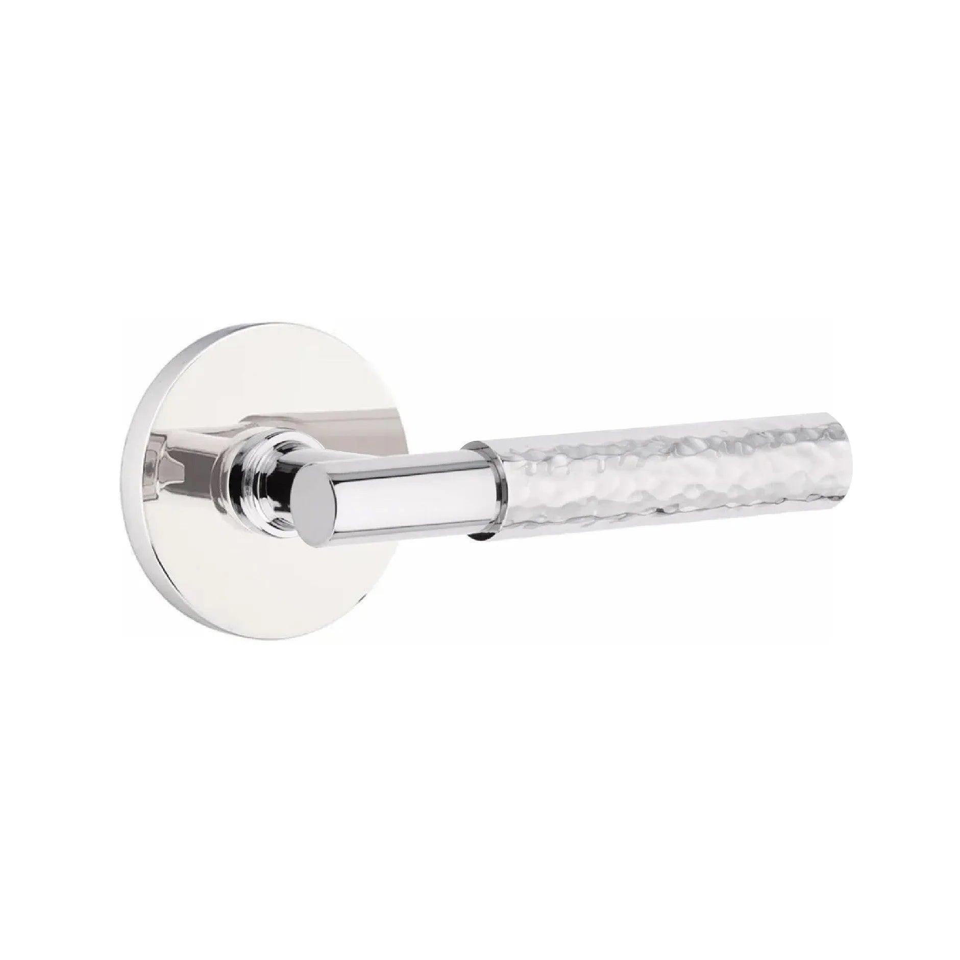 Emtek Select T-Bar Hammered Lever with Disk Rosette Polished Chrome