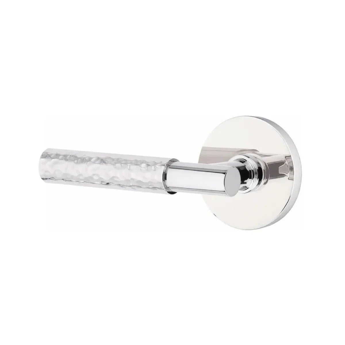 Emtek Select T-Bar Hammered Lever with Disk Rosette Polished Chrome
