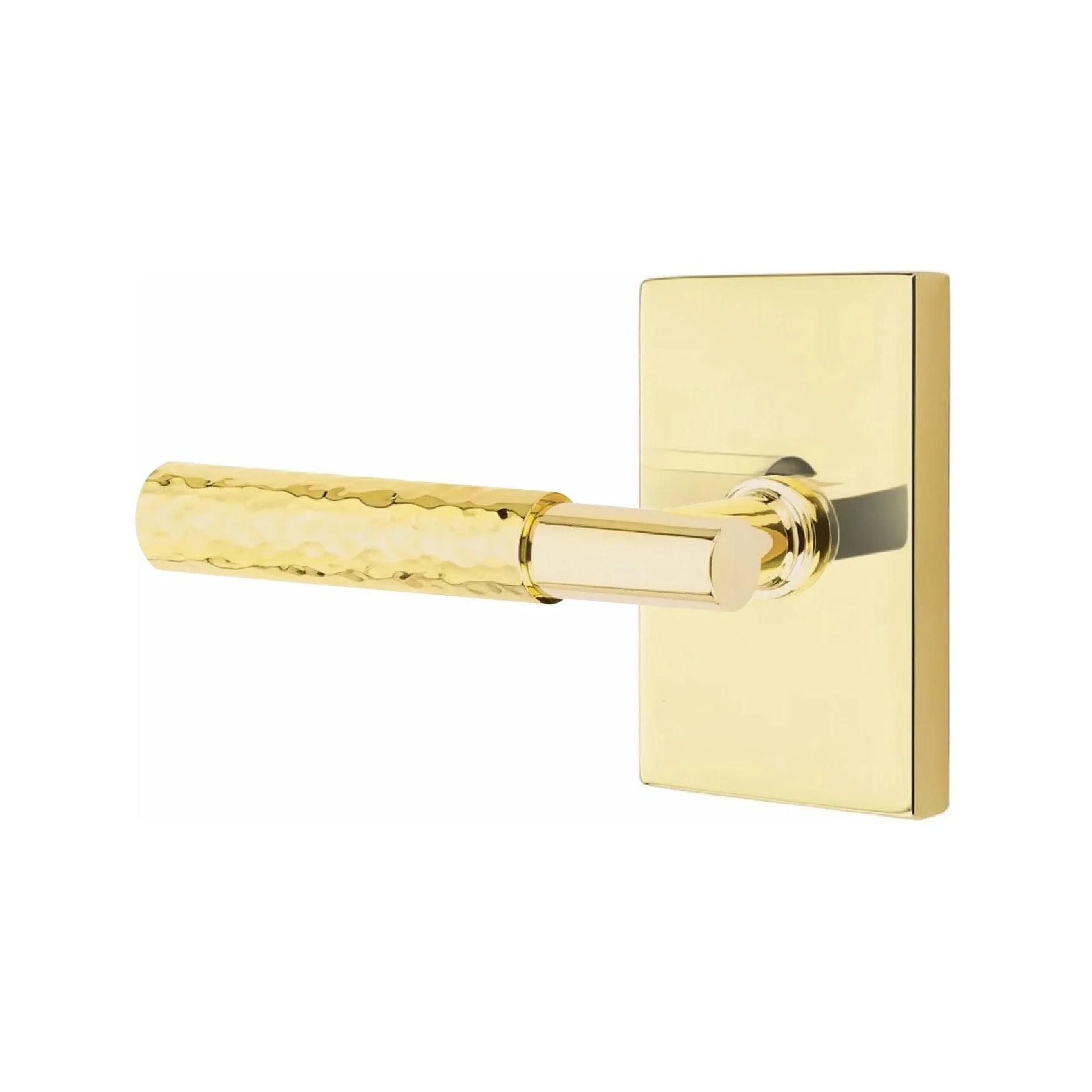 Emtek Select T-Bar Hammered Lever with Modern Rectangular Rosette 